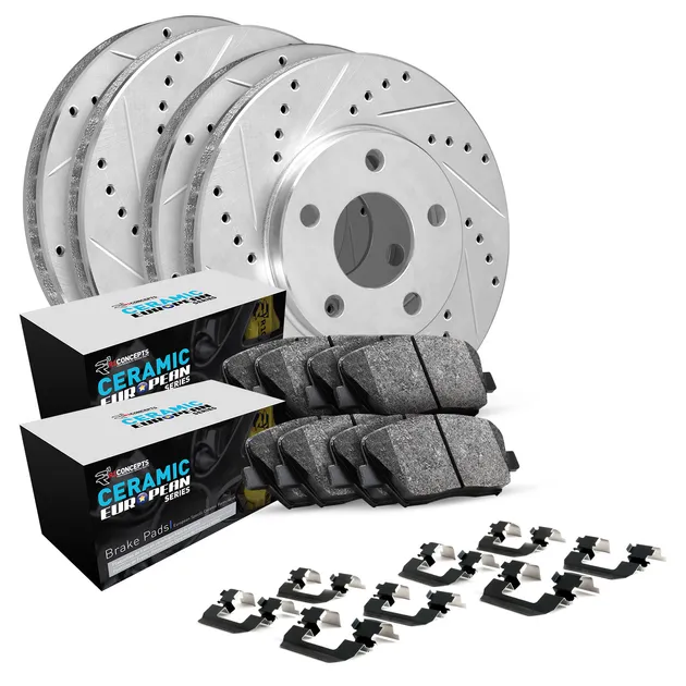 R1 Concepts WBTH2-74011 Brake Rotors - Carbon Coated - D/S W/ Euro Ceramic Pads & Hdw